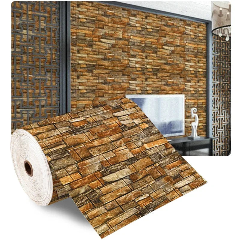 Papel de parede 3D imitação tijolo