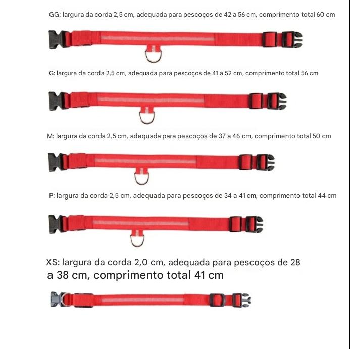 Coleira de Nylon com Led