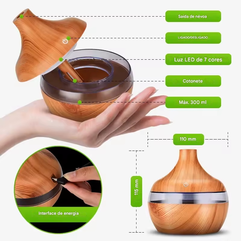 Umidificador de Aromaterapia 300 ml